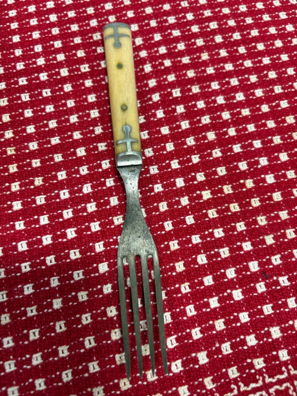 Civil war antique steel fork bone handles, 1800s